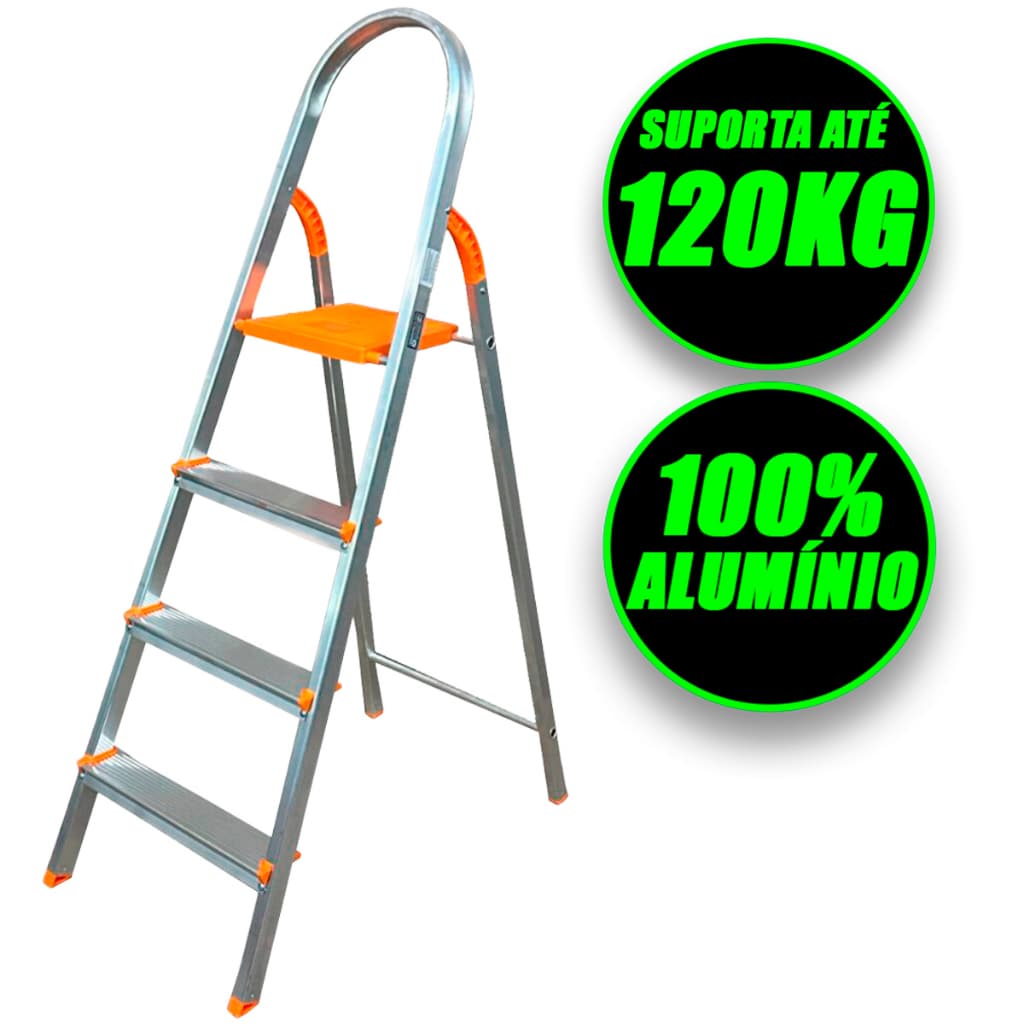 Escada De Alumínio 4 Degraus Domestica Residencial Eds004 Agata