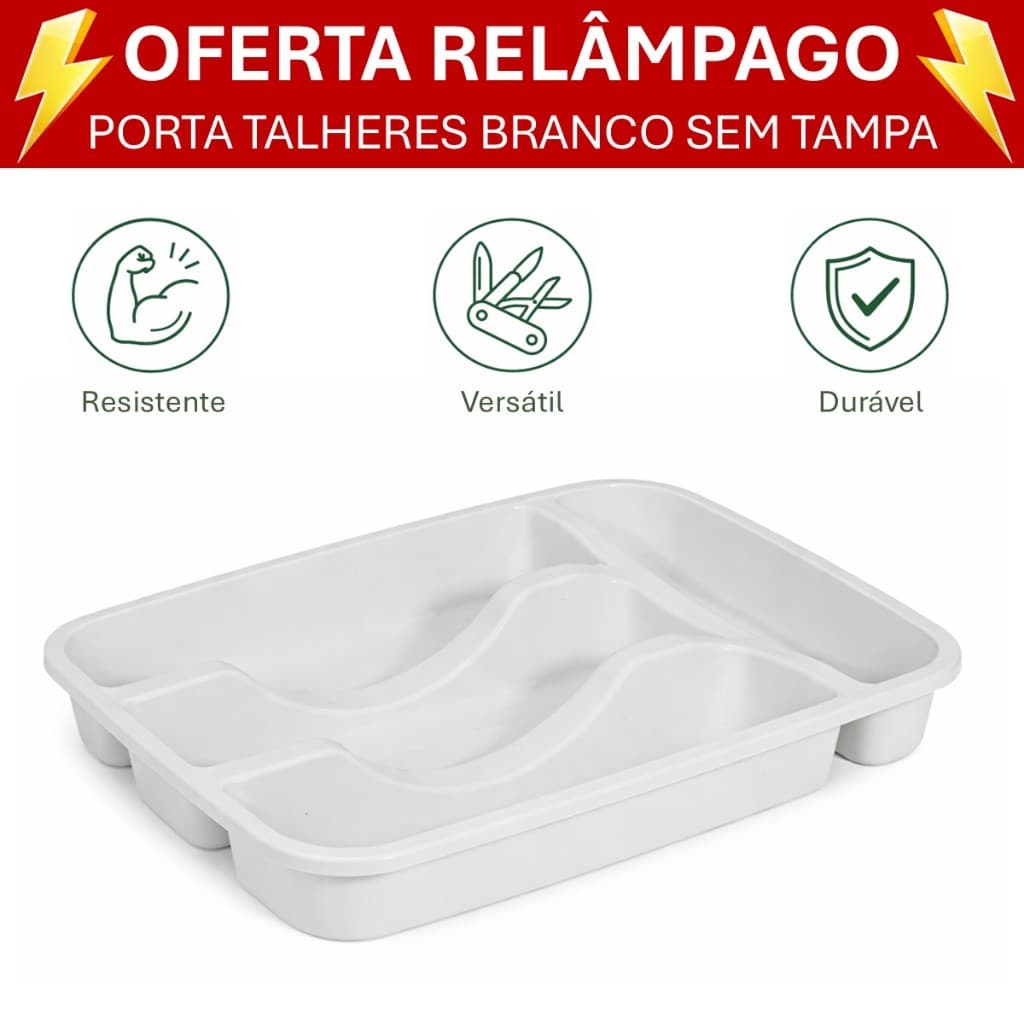 Organizador de Talheres Multiuso | Divisória para Gaveta de Cozinha | Porta Talheres Resistente