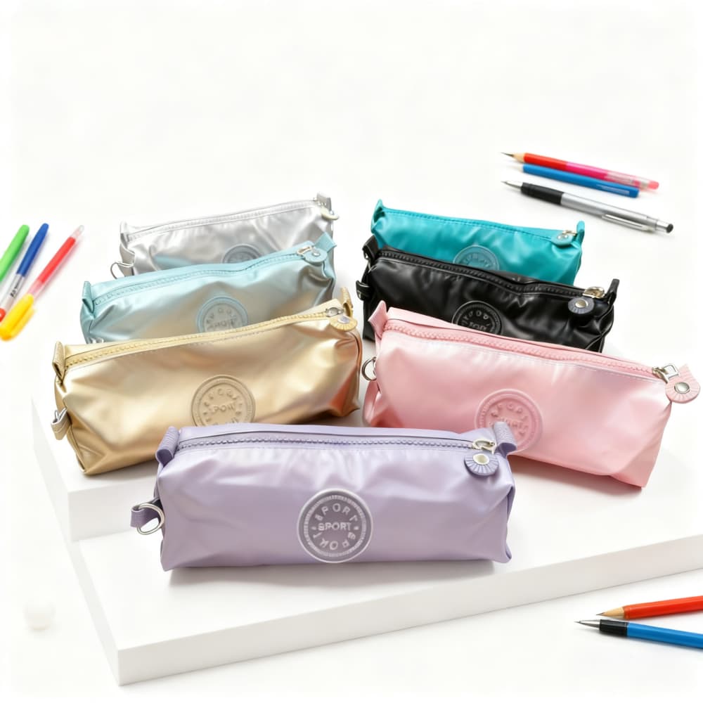 Novo Estojo com Acabamento Metálico - Nylon Leve e Compacto para Organizar Trabalho e Estudo