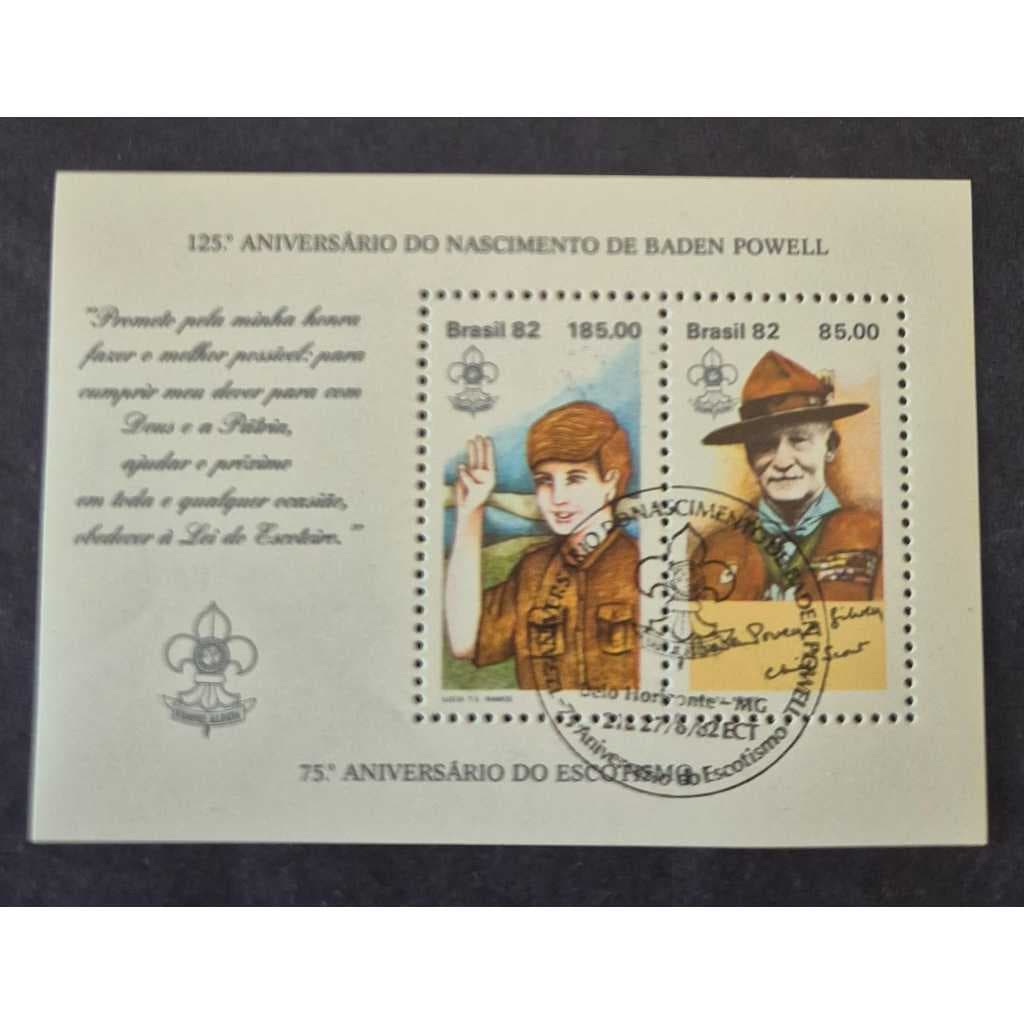 Bloco De Selos B-53 - 75o Aniversário Do Escotismo - 1982 - com carimbo de 1º dia de circulação.
