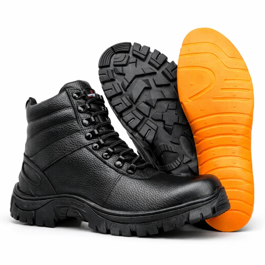 Bota Coturno Militar Masculina Couro Areia Cano Curto Palmilha Macia Confortável