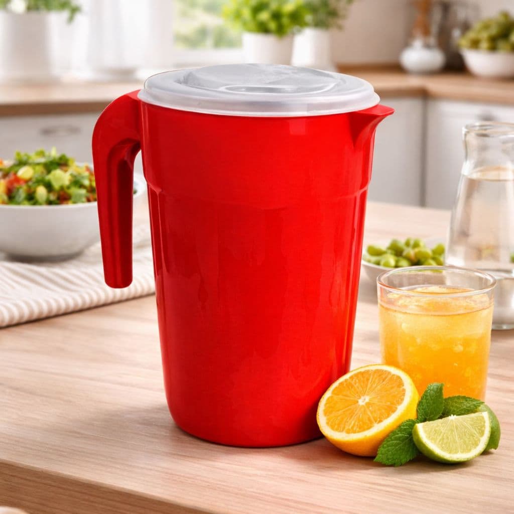 Jarra Plástica 2L Tampa Alça Ergonômica Ideal Água e Sucos Casa cozinha Festa Eventos