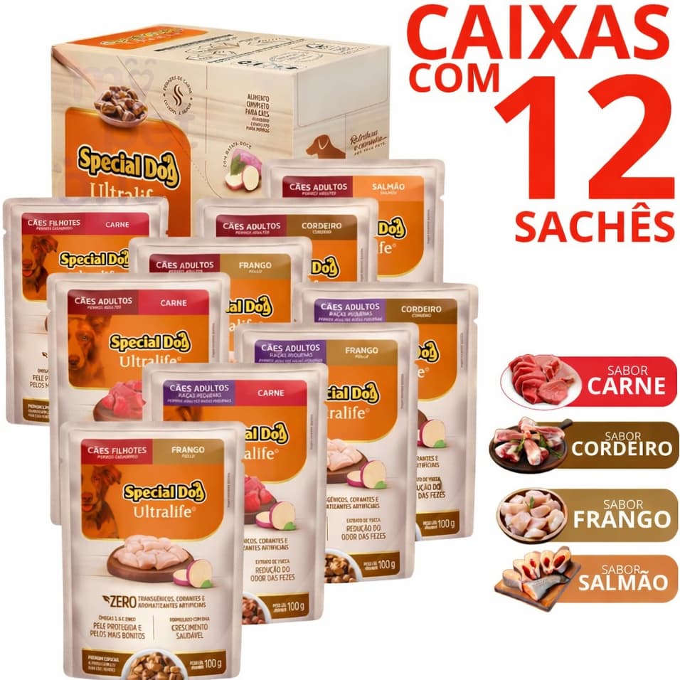 Kit Sache Special Dog Caixa Com 12 Unidades de 100gr Varios Sabores
