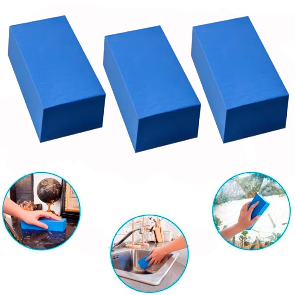 kit com 3 Esponja em Espuma de Pva Ultra Absorvente Banho Lavar Carros Motos Vidros e Pias Limpeza em Geral