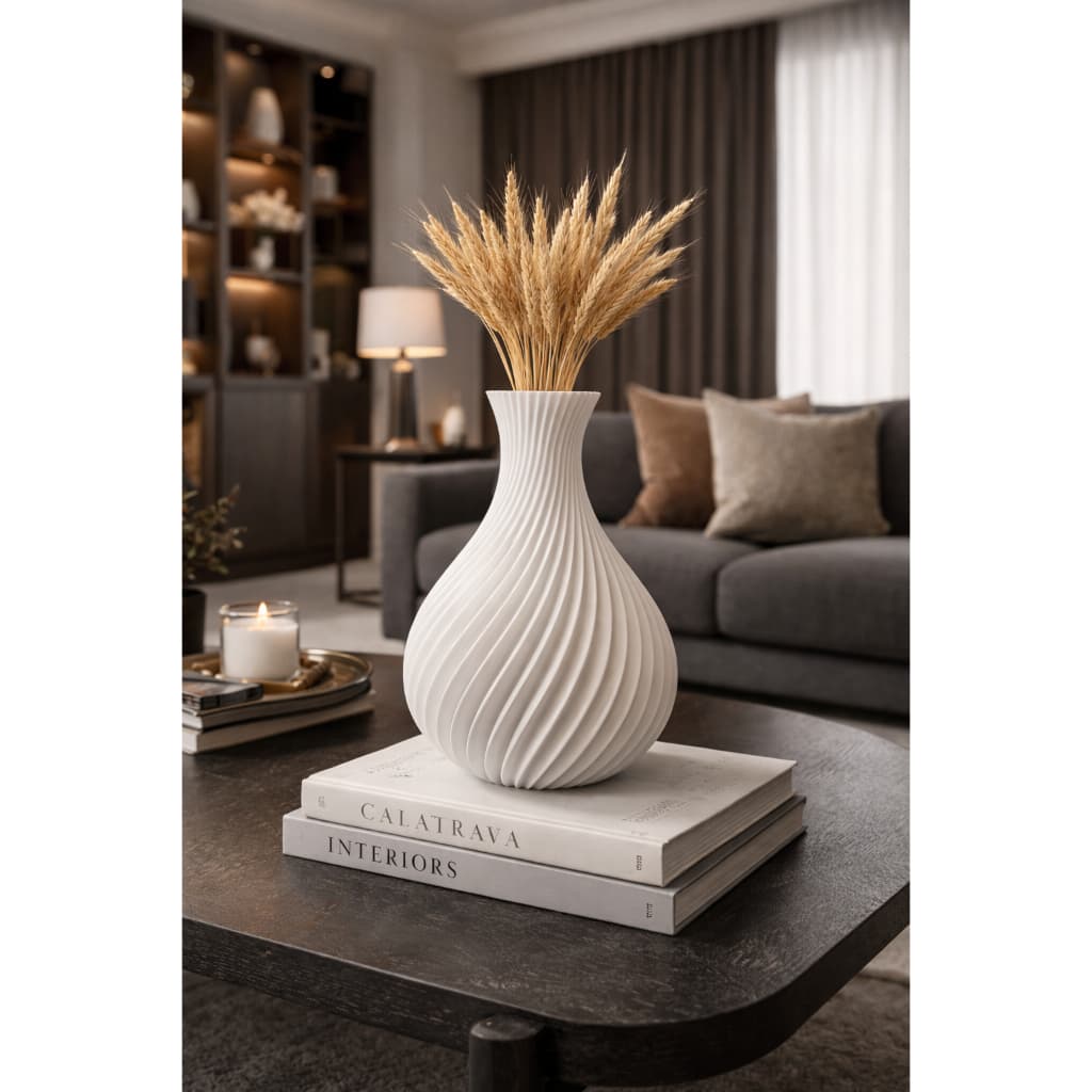 Vaso Decoração Lorena Casa Moderno em Espiral Design Elegante para Sala Aparador e Mesa