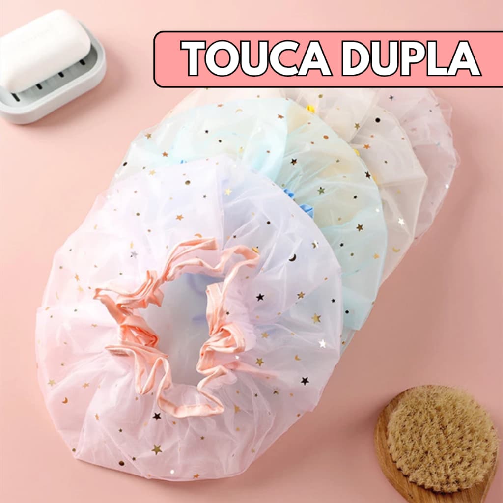 Touca Para Banho Camada Dupla Plástico Elástico Impermeável - Escolha Seu Kit