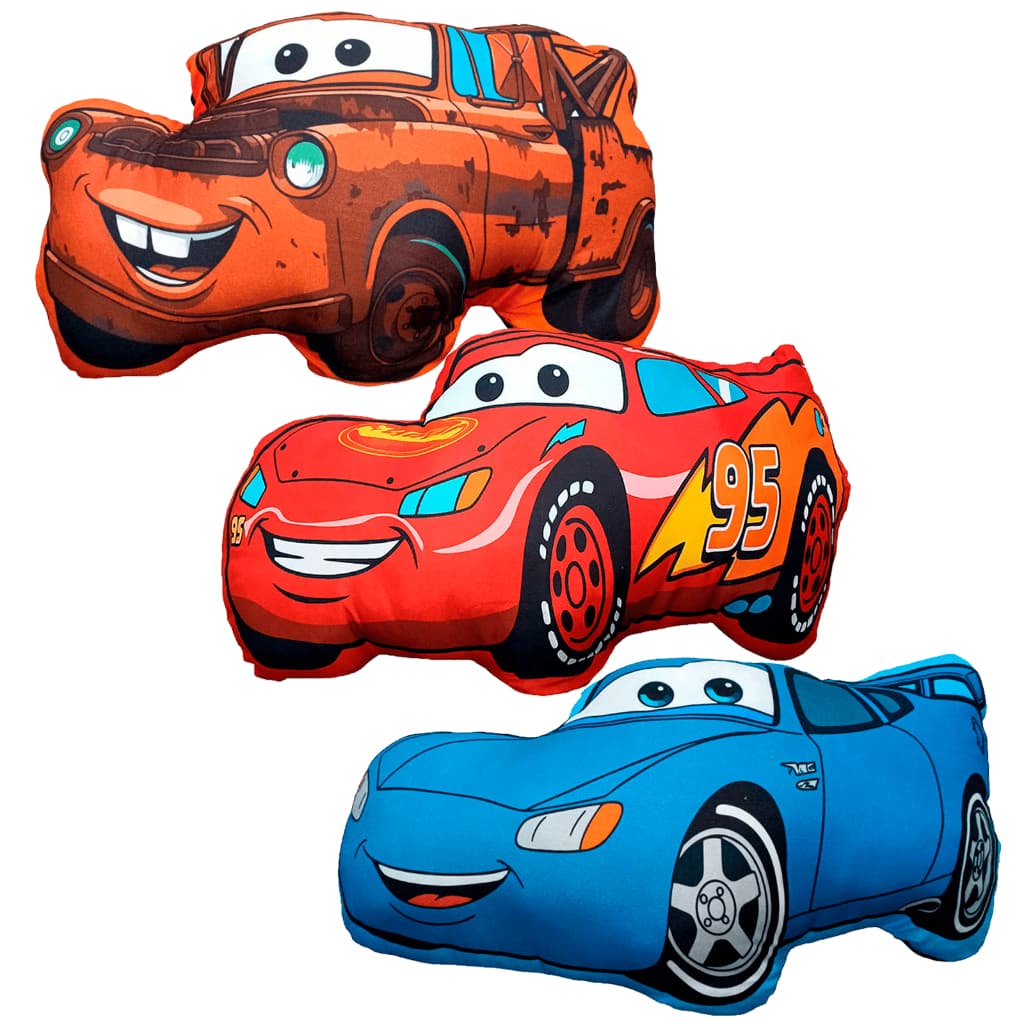 Almofadas Infantil Carros Relâmpago McQueen Mate e Sally Decoração Quarto Menino 48x40cm