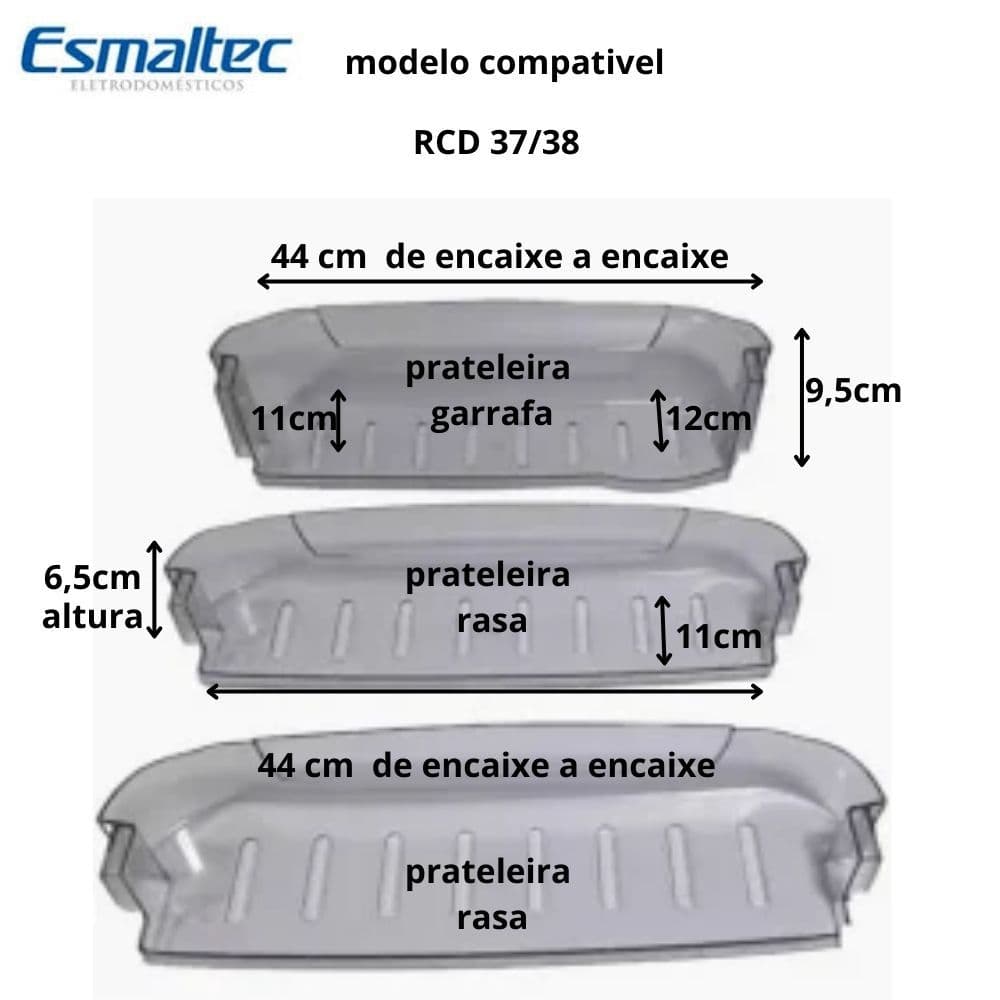 kit 2  prateleira rasa + prateleira porta garrafas ESMALTEC RCD 37-38 ORIGINAL