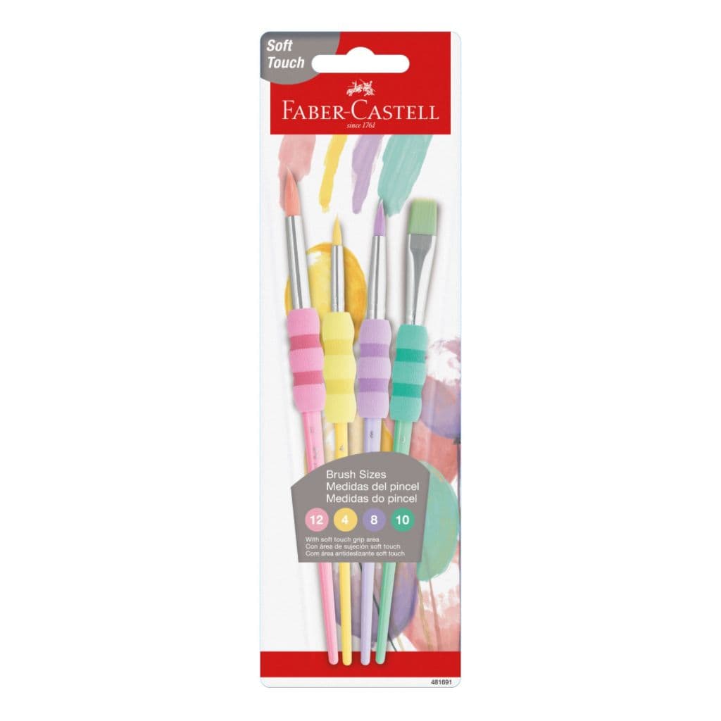 Kit com 4 Pincéis Soft Touch Sortidos Tom Pastel - Faber Castell