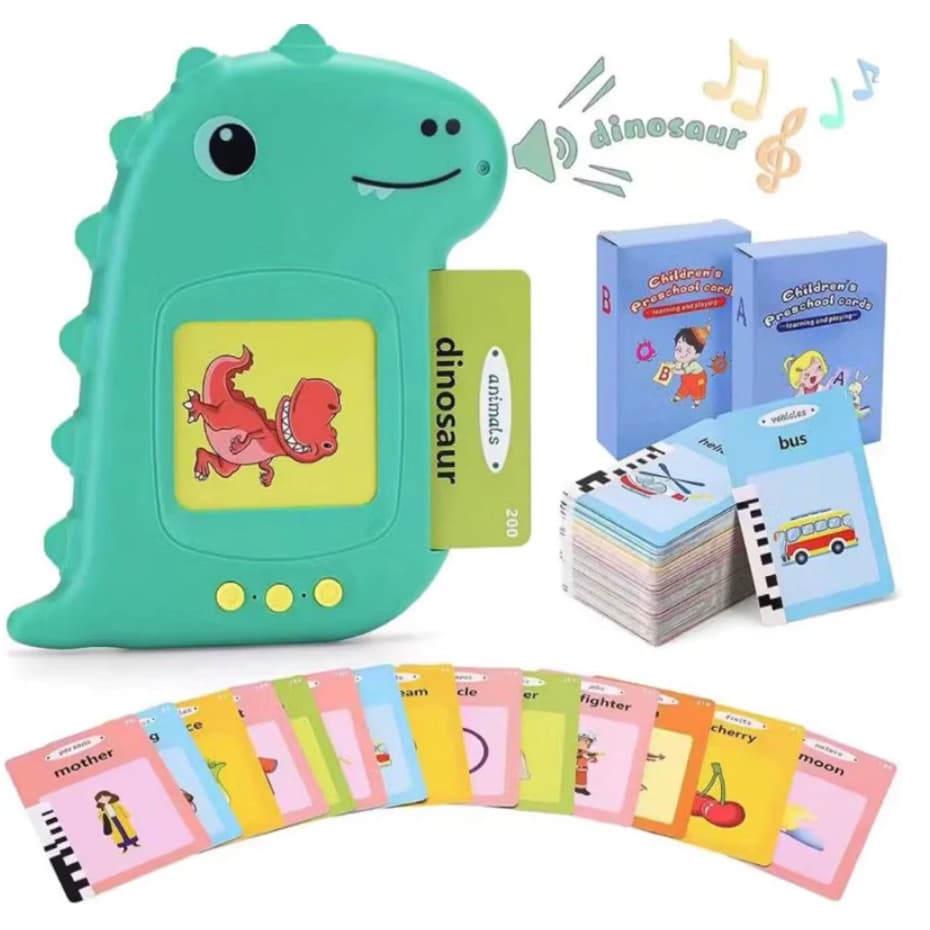 Brinquedo Cartão Infantil Educativos Cartão Fala Inglês Português Dino Apraxia Autismo Alfabetização 224 Palavras