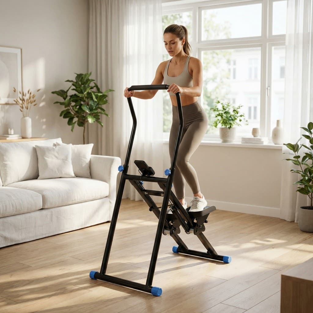 Maquina Aparelho Simulador Caminhada Escada Escalada Dobrável 130kg Treino Casa Fitness - Ustar