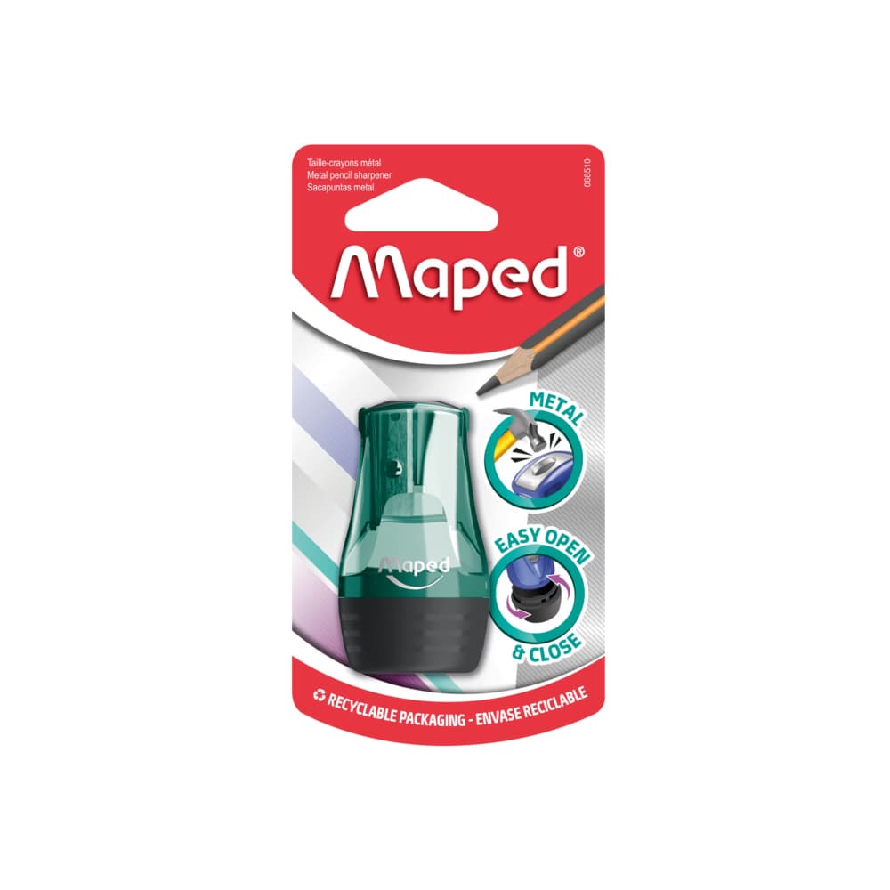 Apontador Tonic Metal 1 Furo Com Depósito Cores Sortidas Blister X 1 – Maped