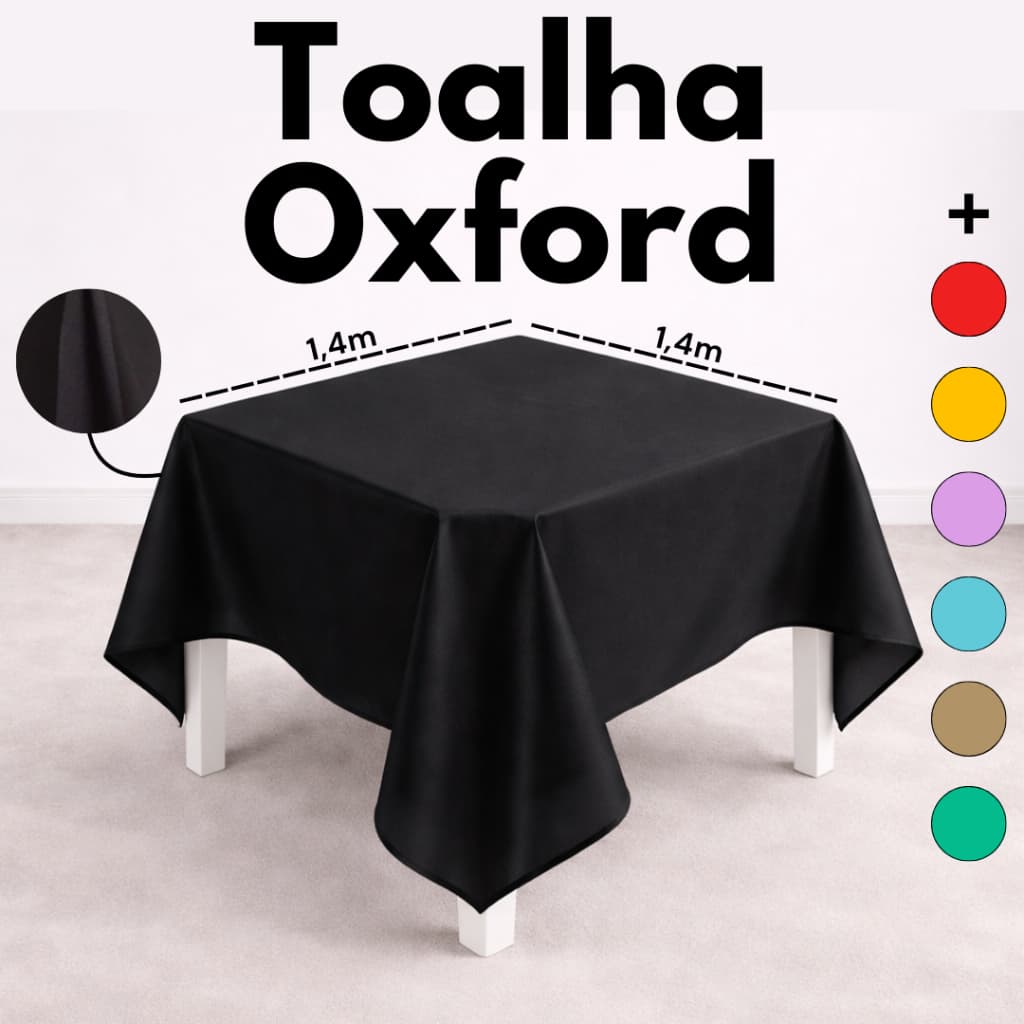 Toalha De Mesa Quadrada 1,40 x 1,40 Tecido Oxford Decoração Sala Cozinha Festa Buffet