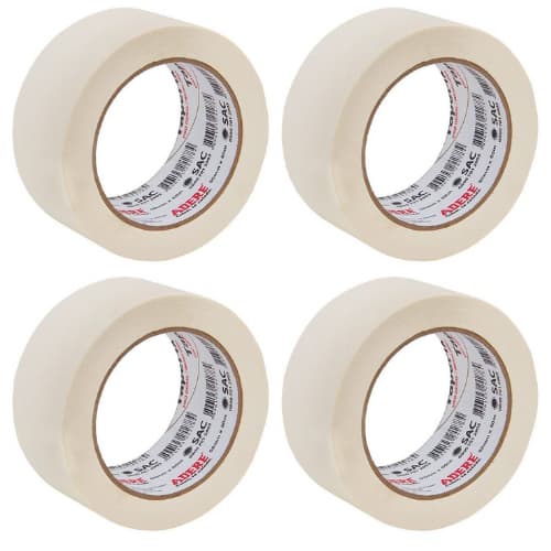 Kit Fita Crepe Automotiva 419 48mm X 50m Adere Branco Creme