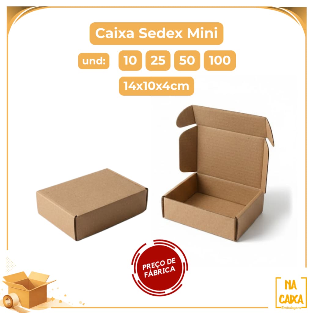 Caixa Sedex Mini Papelão Correios Envio Pequenos Produtos Ecommerce Embalagem Resistente