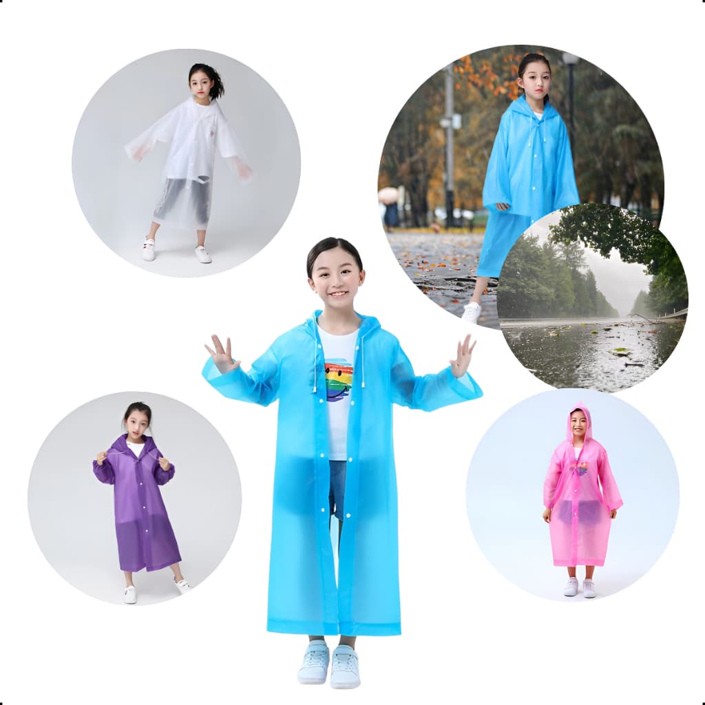 CAPA DE CHUVA INFANTIL GROSSA COM CAPUZ IMPERMEAVEL MENINO MENINA