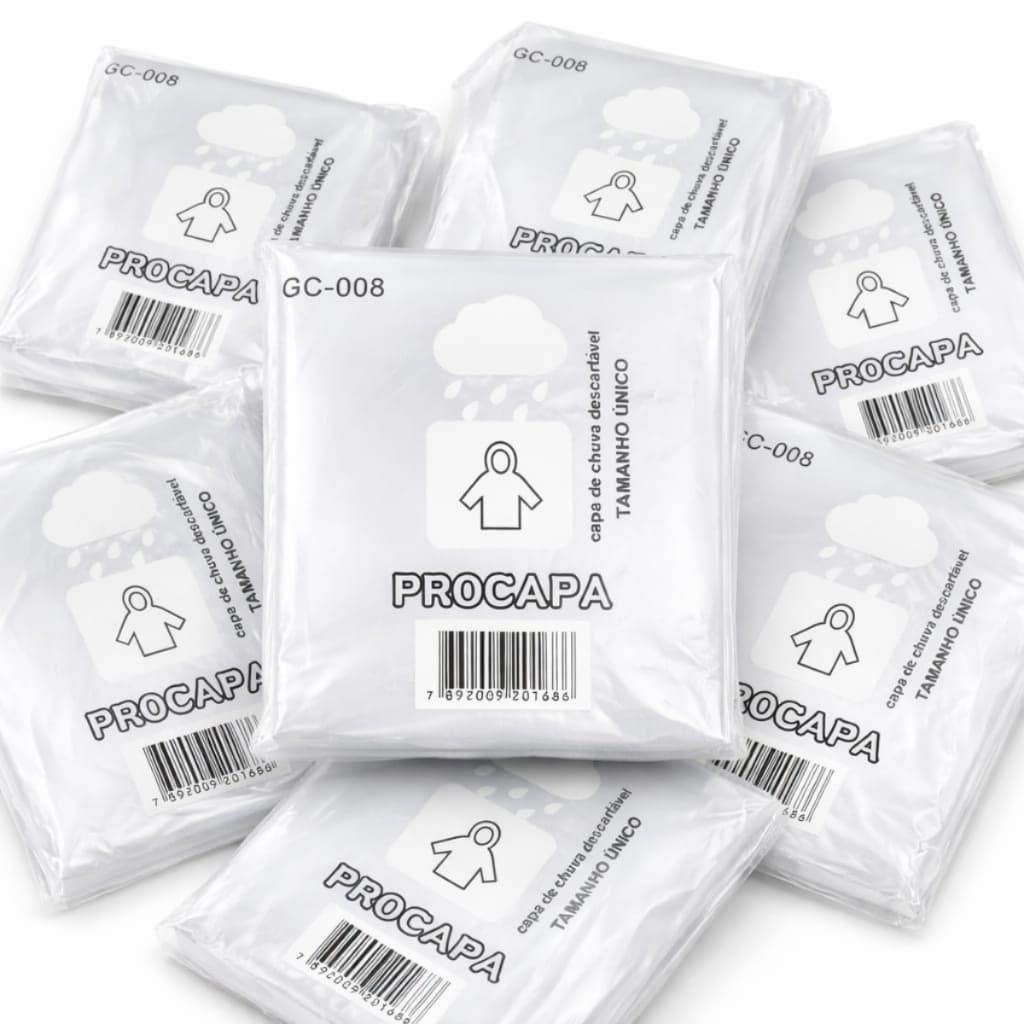 Kit 5 Capas de Chuva Plástico Impermeável Transparente Descartável Resistente Adulto Eventos Viagem