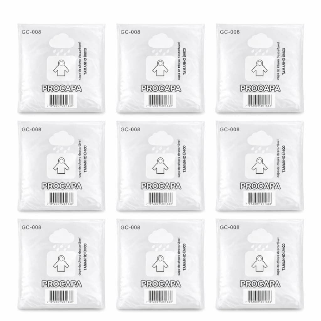 Kit 10 Capas Chuva Transparente Descartável Unissex Resistente Impermeável Eventos Viagem Reforçada