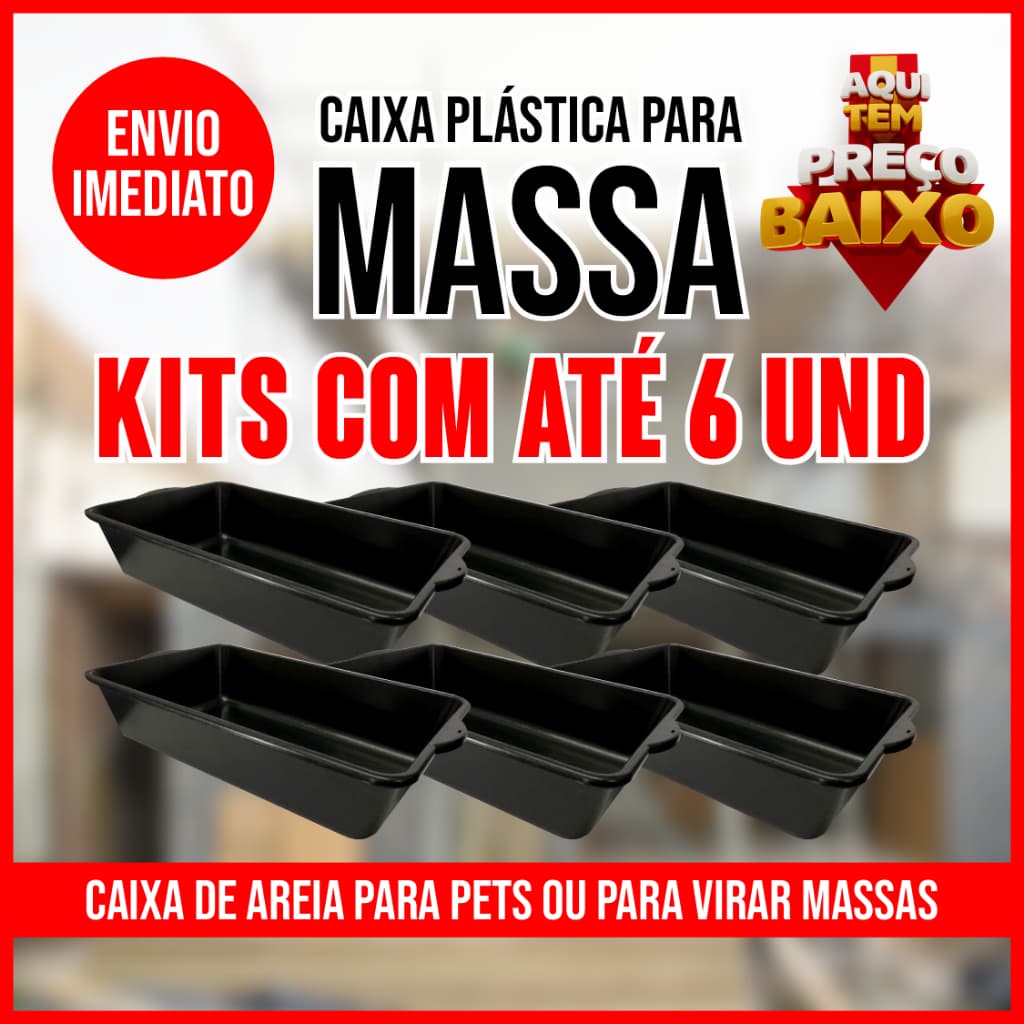 Caixa Multiuso Plástica 22L para Massa de Obra, ou Caixa de Pet - Opções com 1, 2, 3,4 ou 6 unidades