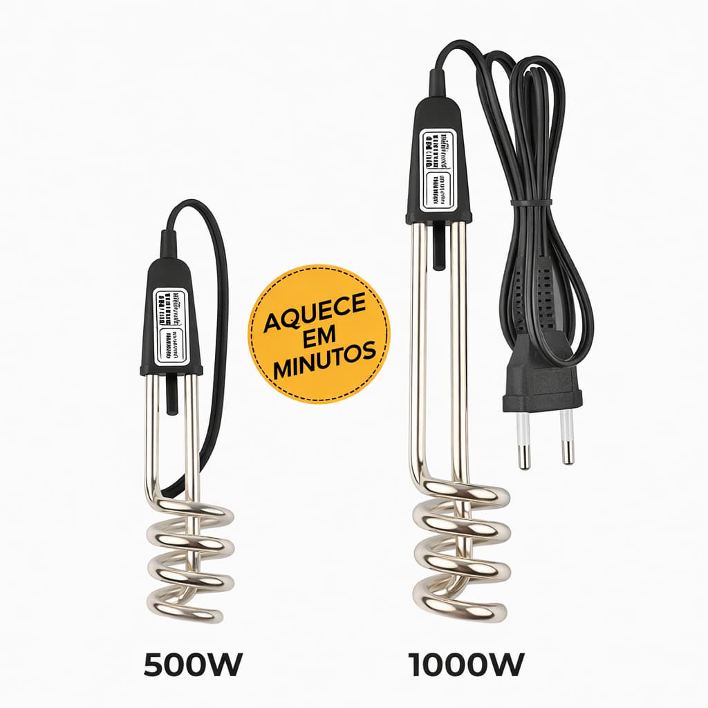 Ebulidor Elétrico Ferve Água Rápido Portátil 500W 1000W 127V 220V Café Chá Instantâneo Rabo  Quente