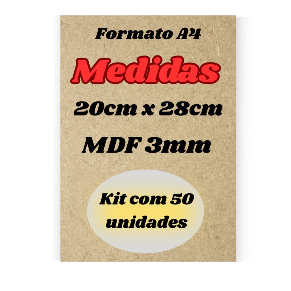 Kit 50 Und Chapa Mdf Artesanato Quadros A4 20x28 Mdf Cru Qualidade 3mm