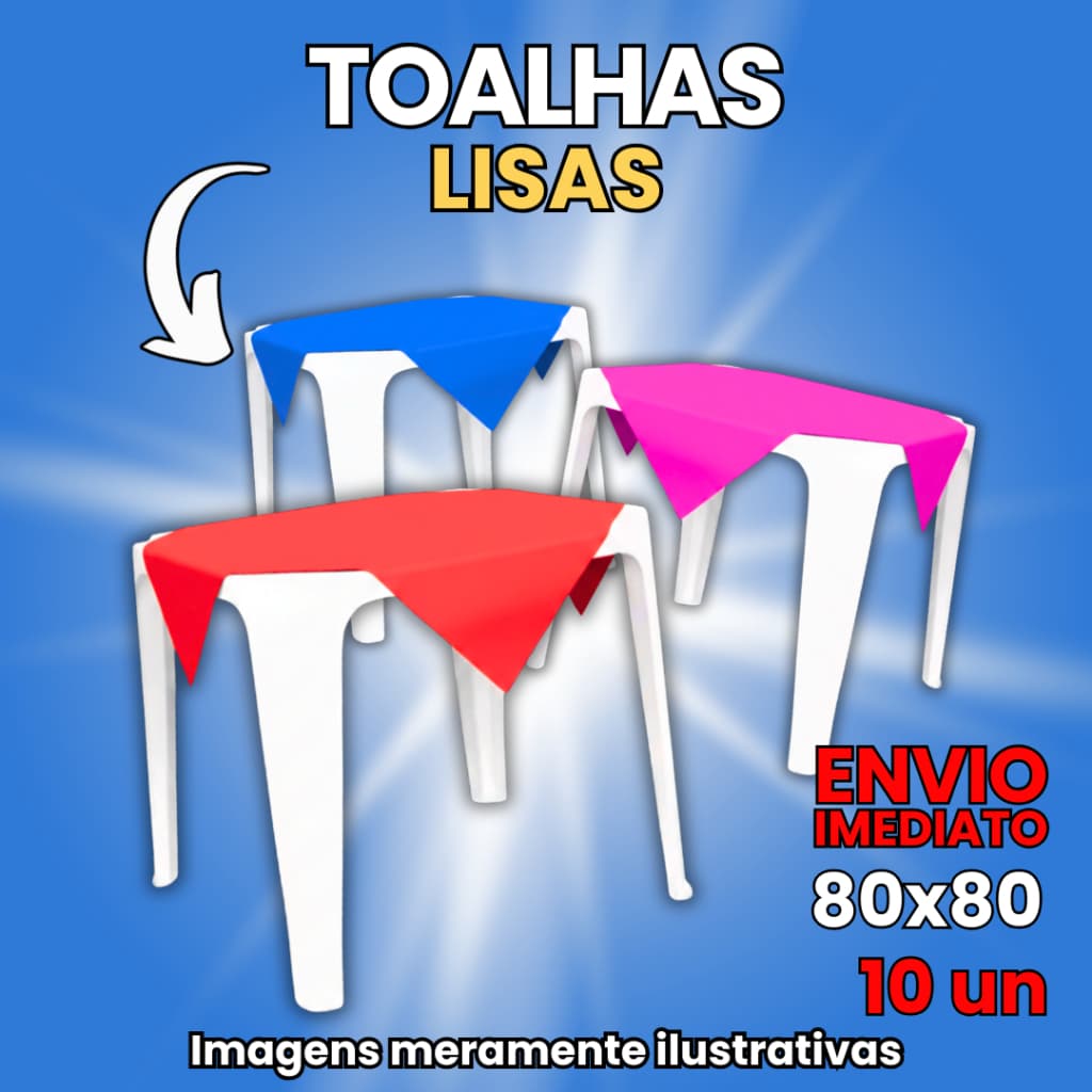 10 Toalhas PP Leitosa 80x80 Para Mesa Festa Lisa Varias Cores e Modelos Coloridas 80x80