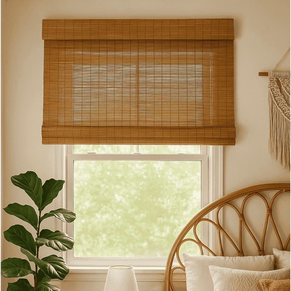 Persiana Rolô de Bambu Natural com Bandô