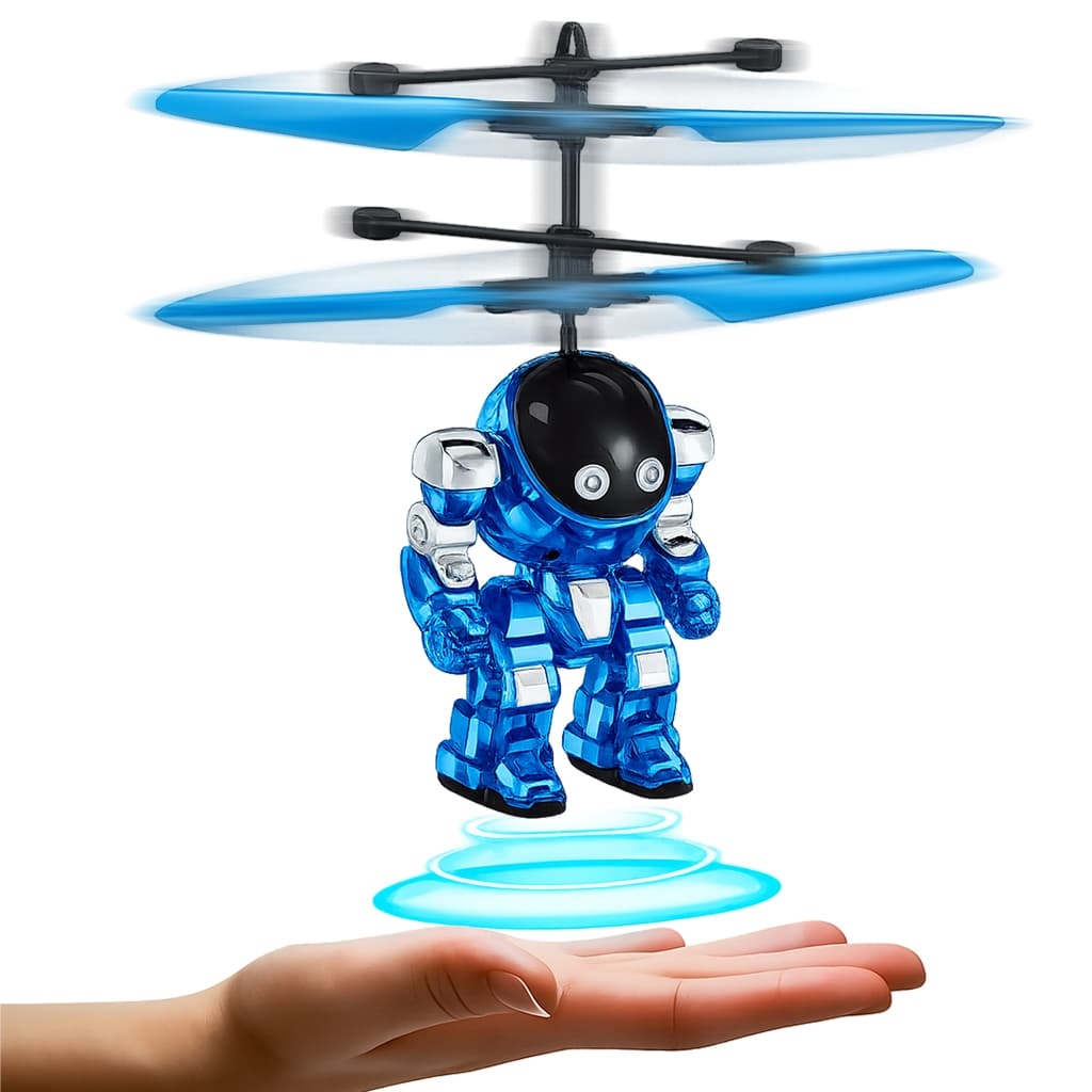 Robô Voador Brinquedo Futurista Mini Drone Sensor Infravermelho Recarregável Controle Com a Mão