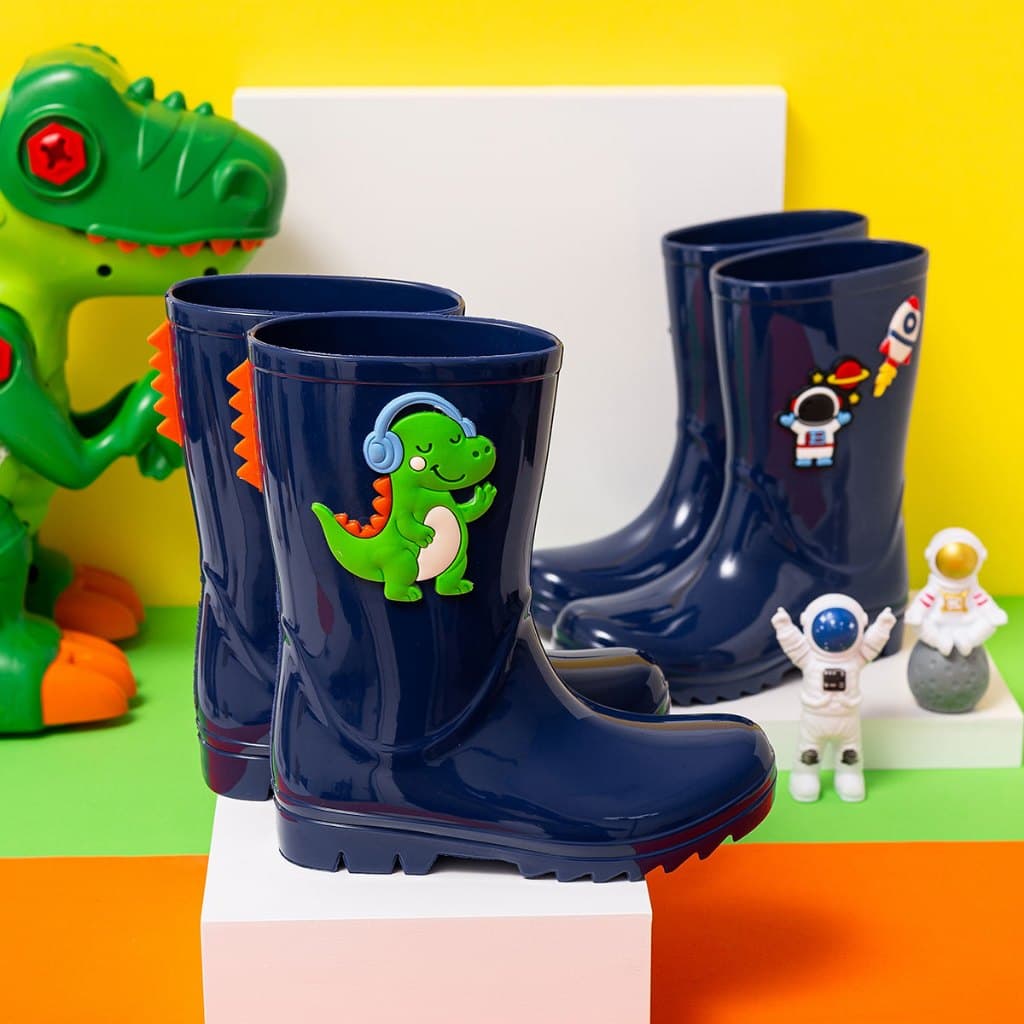Galocha Infantil Menino Botinha Antiderrapante Confortável Dinossauro Impermeável Leve Promoção