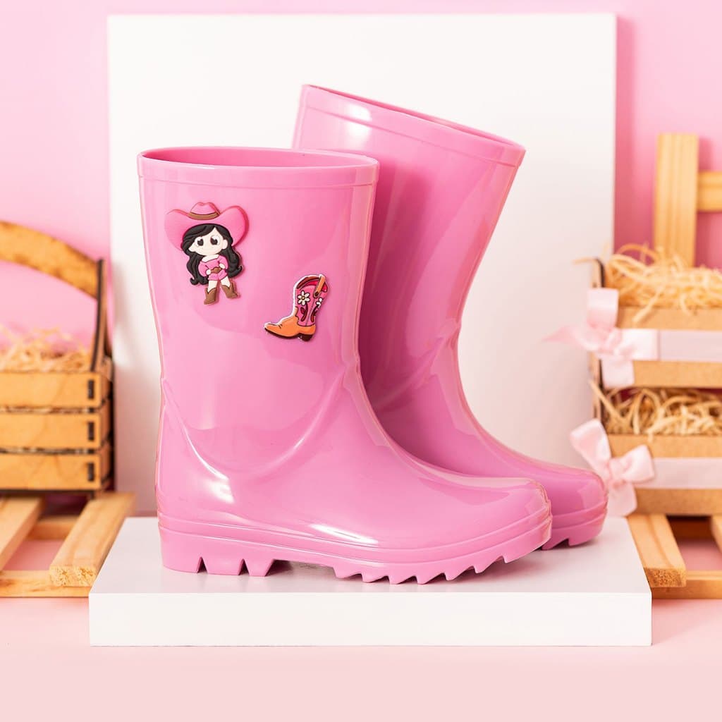Galocha Botinha Infantil Menina Rosa Boiadeirinha Ana Castela Confortável Promoção Inverno