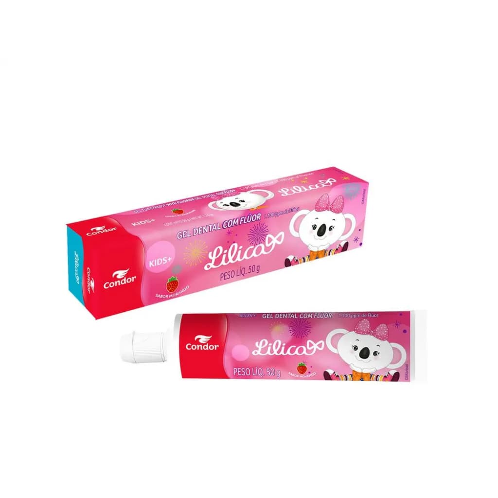 Gel Dental com Flúor Morango Lilica Ripilica Condor Kids 50g