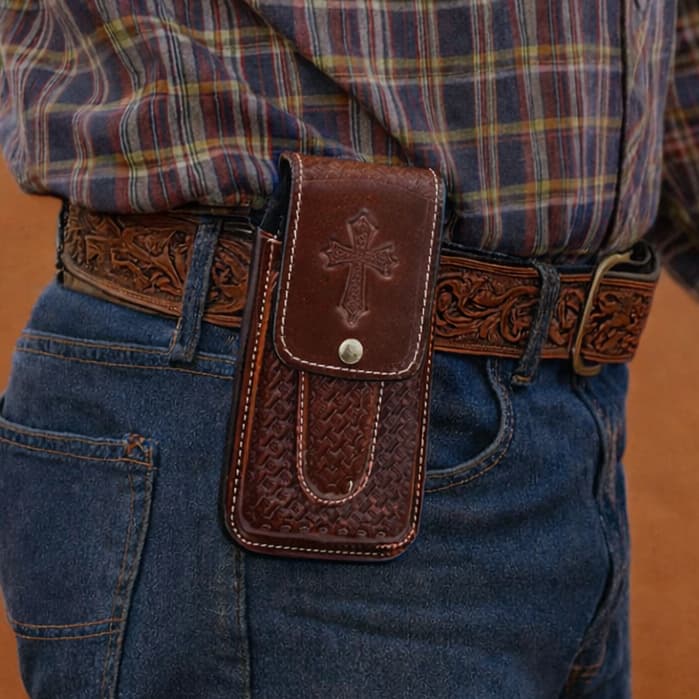 Bainha Capinha Country Canguru Celular Canivete Couro Legítimo