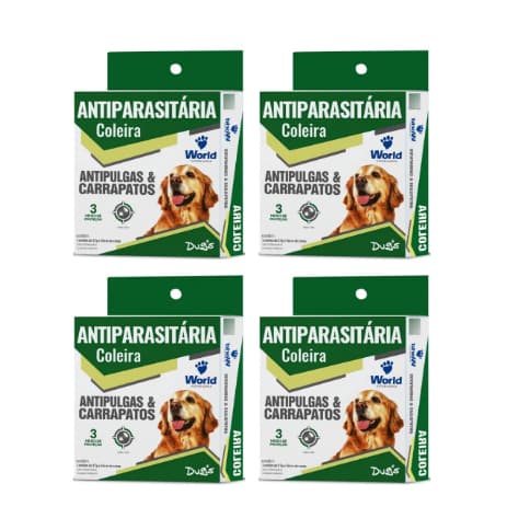Kit com 4 Coleiras Antipulgas Carrapatos Dugs Cães Cachorro- 56