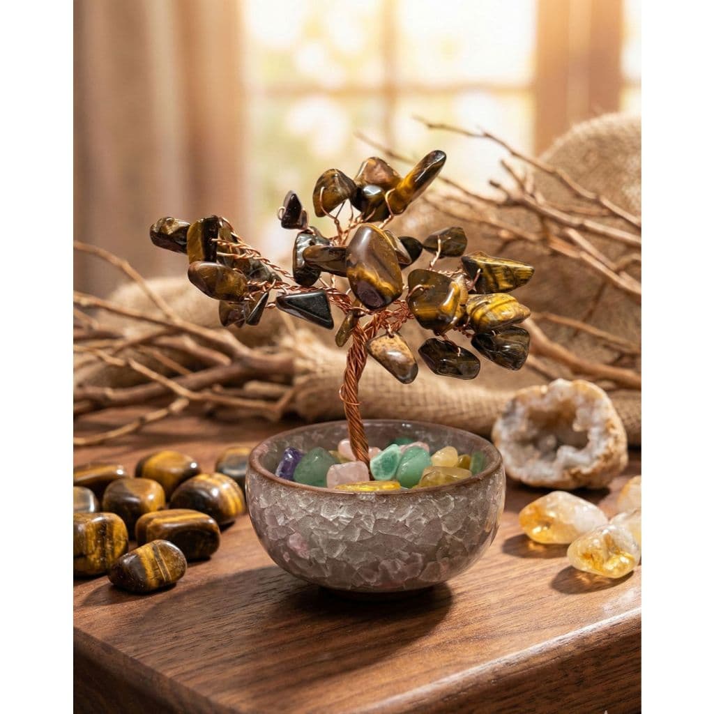 Árvore da Vida em Pedras Naturais e Arame de Cobre - Decoração e Energia