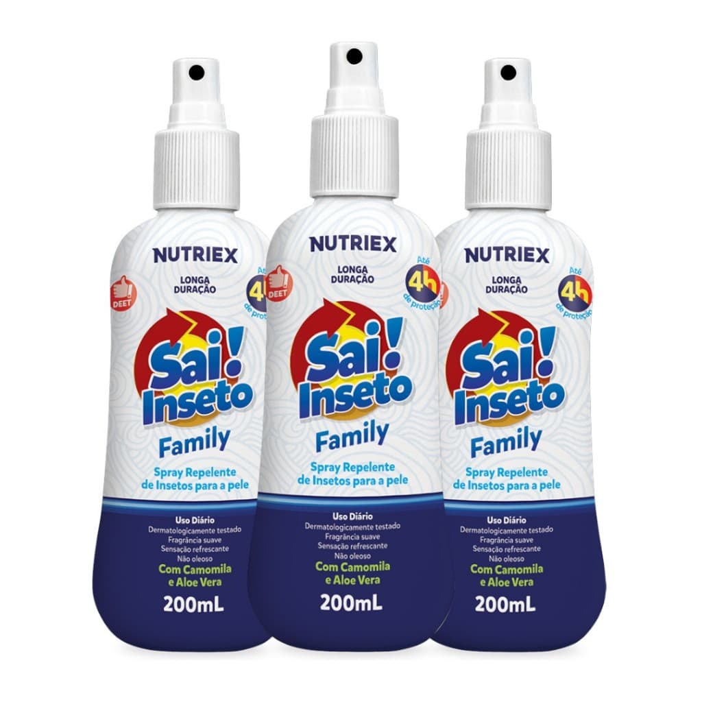 Kit 3 Repelente Spray Sai Inseto Family Adulto/Crianças 4h 200ml