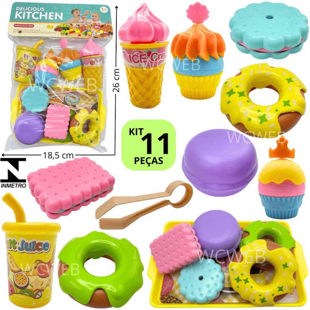Kit Brinquedos de Menino Comidinha de Brinquedo Infantil Donuts Cupcake Cozinha