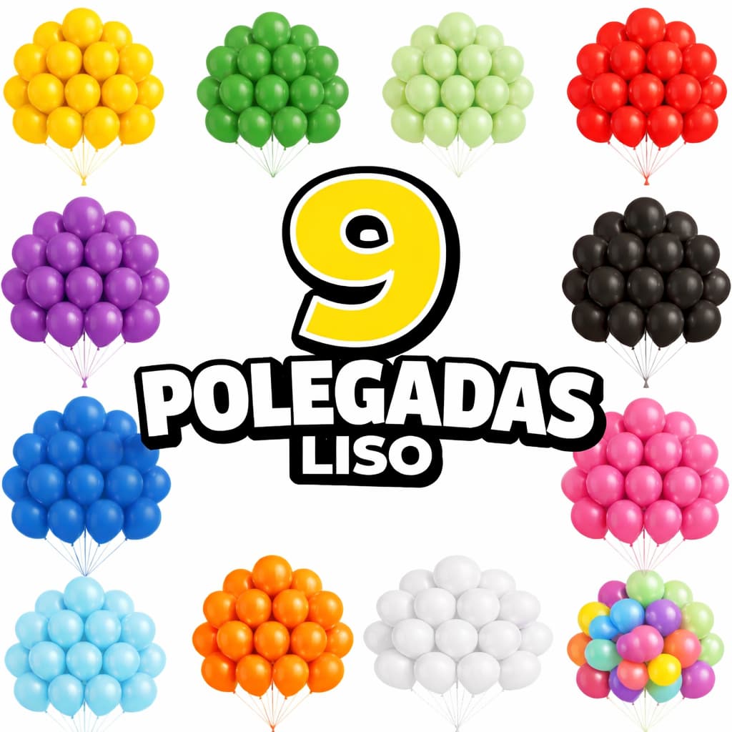 Balão 9 Polegadas Liso 50 Unidades Varias Cores Sortidas Bexiga de Látex Festa, Decoração e Eventos