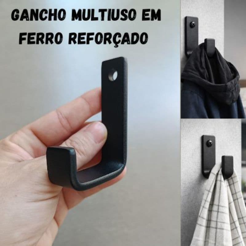 Gancho Suporte de Parede Multiuso de Ferro Reforçado – Organizador de Bolsas Toalhas Roupas e Acessórios