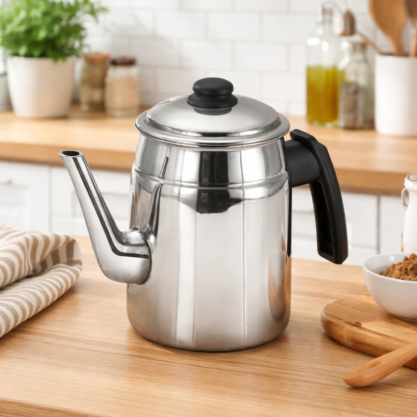 Bule de Café Alumínio Polido 1,4 Litros Chaleira Cozinha