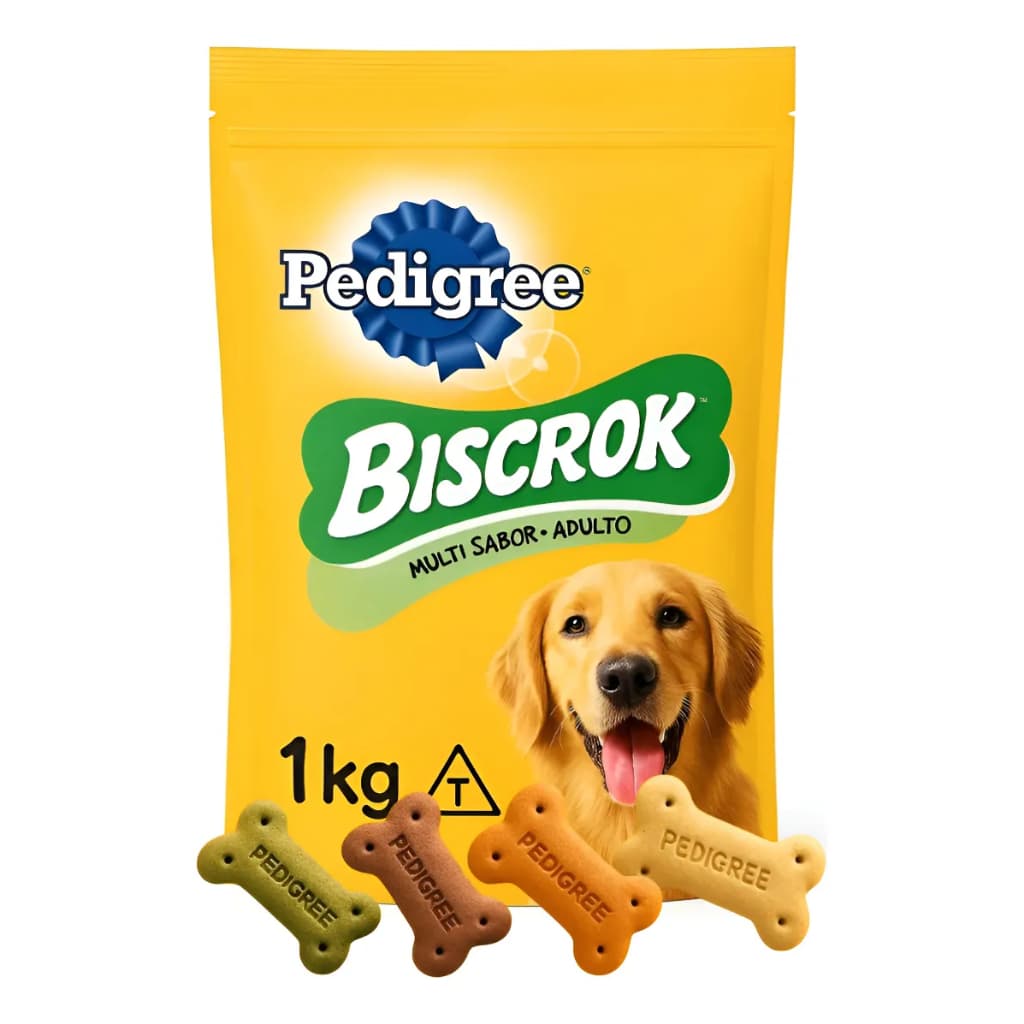 Biscoito Petisco Cães Biscrock Pedigree Adulto Sabores Multi 1kg Snack Cachorro