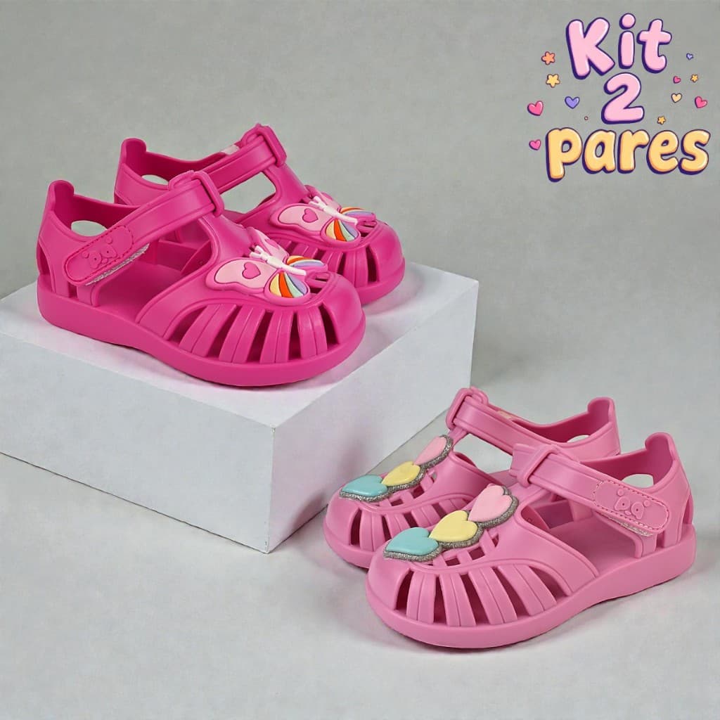 Kit 2 Pares Sandália Infantil Menino Menina Confortável Macia Leve Antiderrapante Dia Dia Promoção