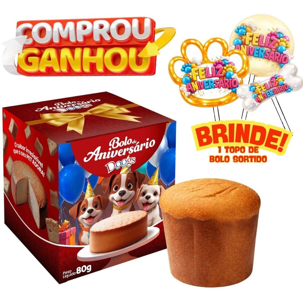 Bolo de aniversário para Cães Sabor Carne Doogs 80grs