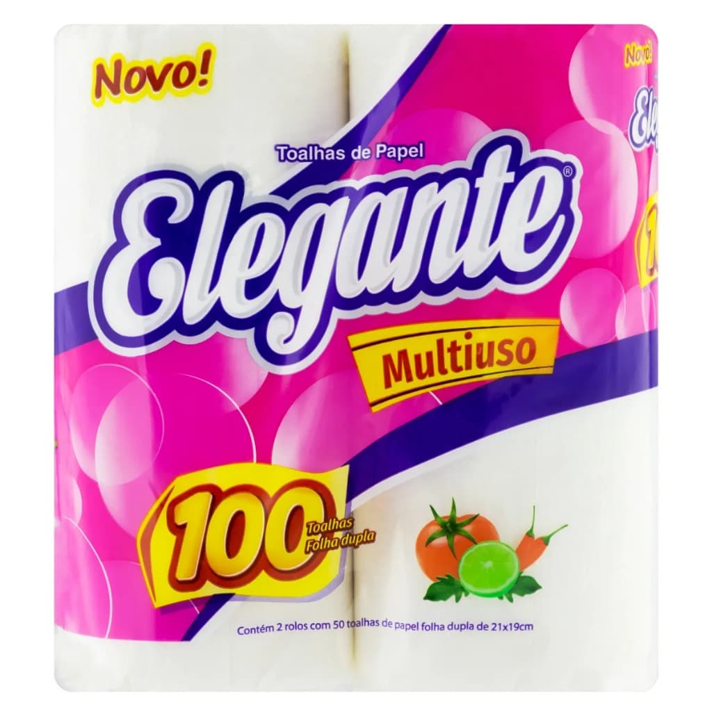 Papel Toalha Elegante Folha Dupla 50 Folhas por Rolo