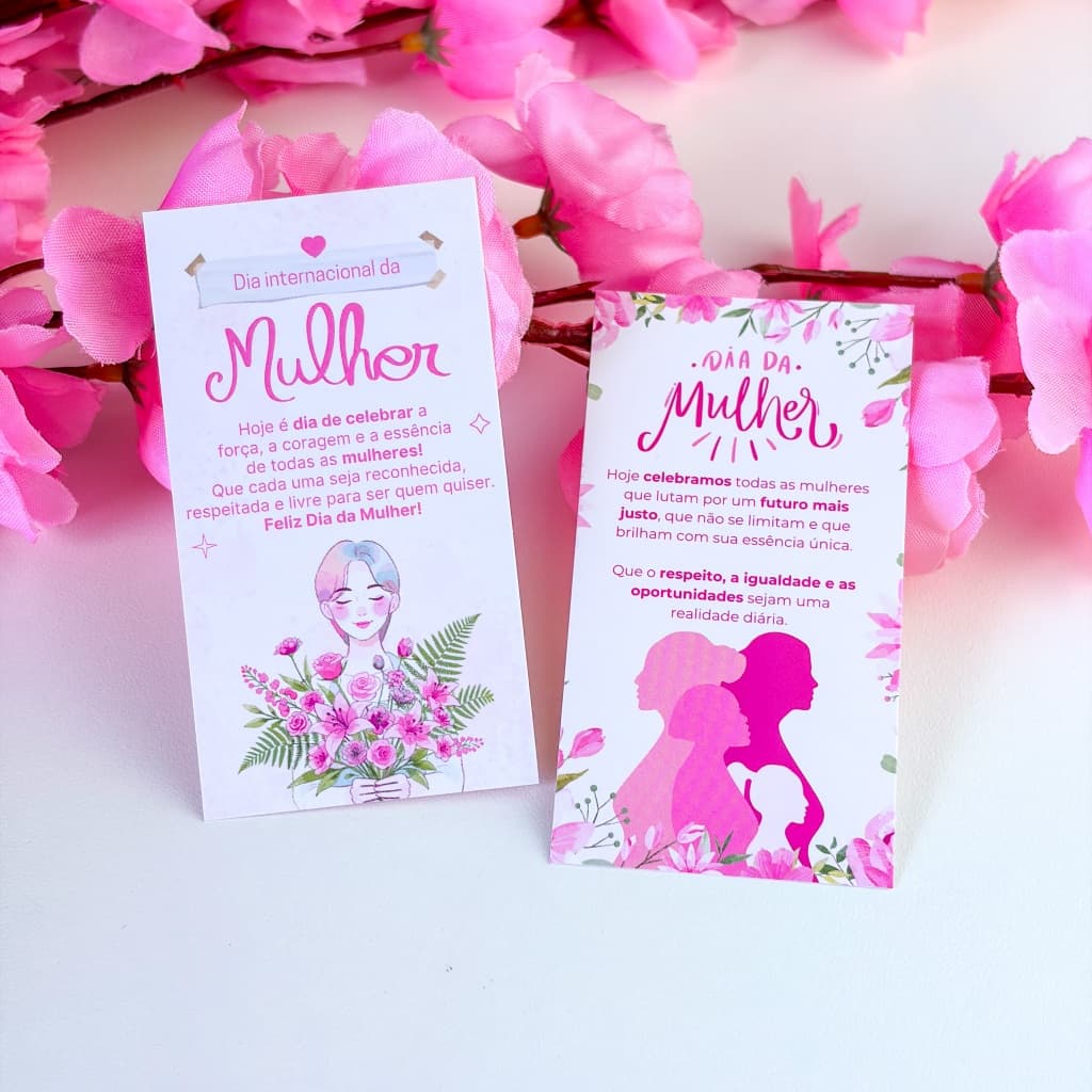 Cartão Dia internacional das Mulheres-Dia da Mulher 25/50/100 unidades