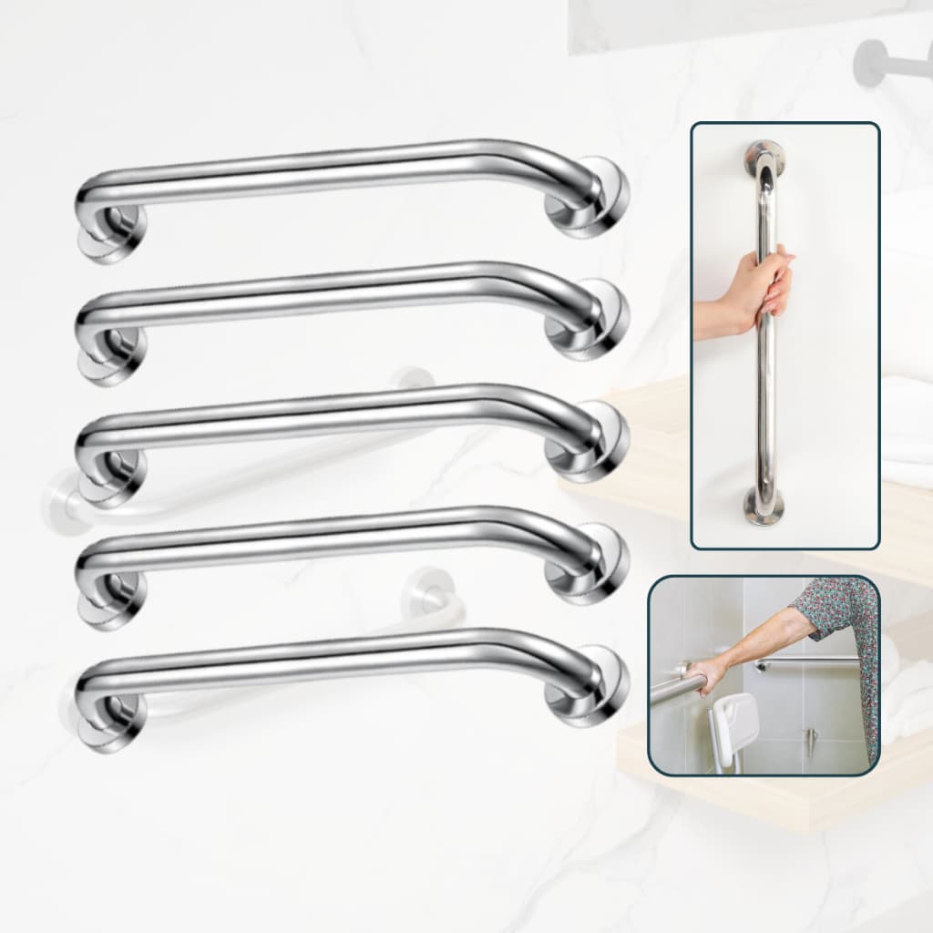Barra De Acessibilidade 60cm Apoio Corrimão 5un Aço Inox Suporte Para Banheiro