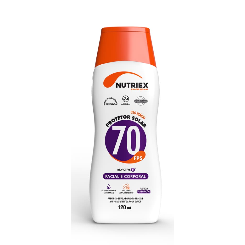 Protetor Solar Fator 70 Fps Facial E Corporal Profissional Nutriex 120ml
