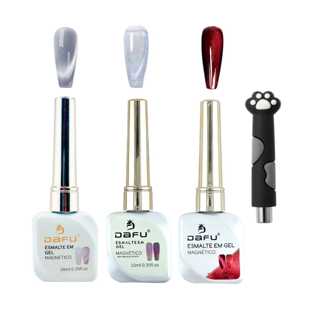 Esmalte em Gel + Imã UV Magnetico Vermelho Prata Holográfico 10ML Dafu