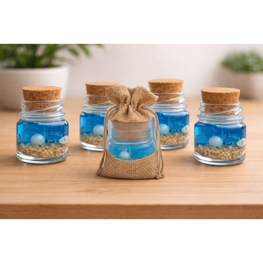 Mini Velas p/ Lembrancinhas c/ Saquinho p/ Casamento Brindes Batizados Festas Exclusivas "Oceano"