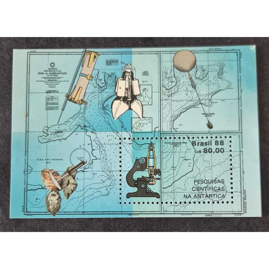 Bloco De Selos dos correios. B-74 - Pesquisas Científicas Na Antártica - Fialtelia