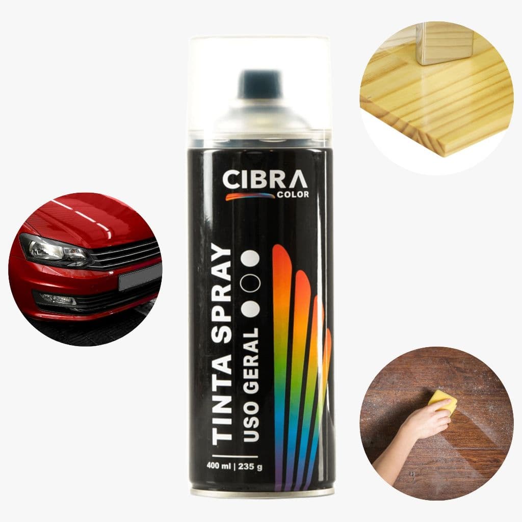 Verniz Spray Transparente Cibra Flex 400ml Uso Geral Automotivo Madeira Acabamento Incolor